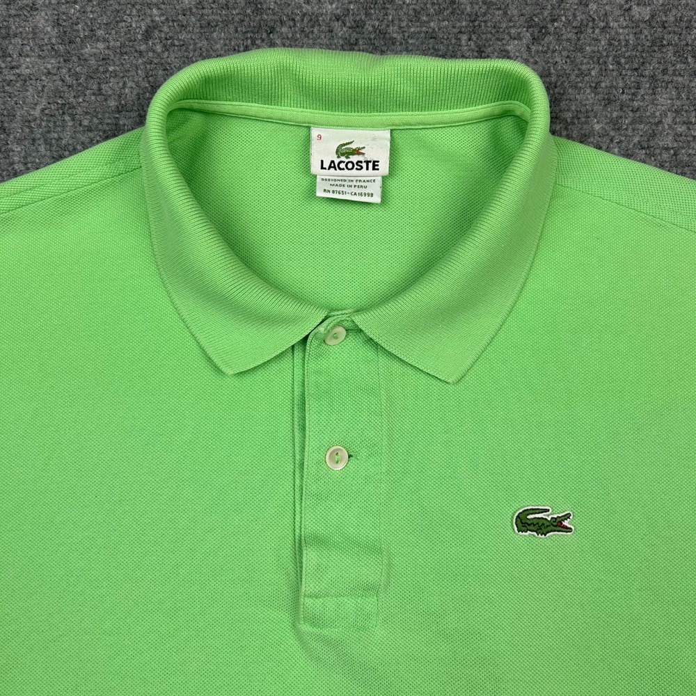 Lacoste Polo Shirt Mens 9 3XL Green Short Sleeve Pique Cotton Logo 5191L